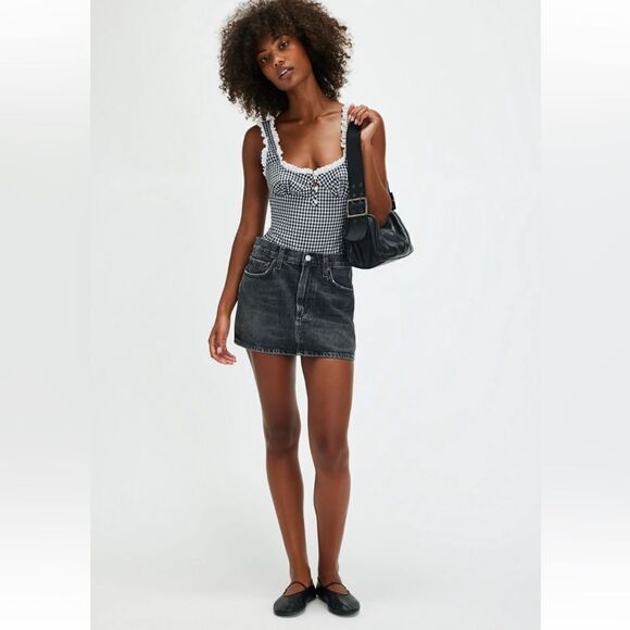 Free People Black and White Gingham Tank Top - Picture 2 of 8